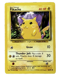 1995 Pikachu Basic Rare 58/102 Card Pokemon TCG Base Set WOTC Vintage Rare - Image 1