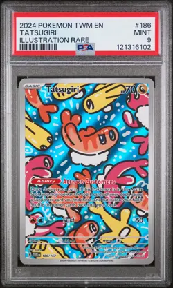 2024 POKEMON TWM EN-TWILIGHT MASQUERADE ILLUSTRATION RARE #186 TATSUGIRI PSA 9 - Image 1