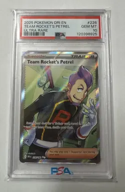 2025 Pokemon TEAM ROCKET'S PETREL 226/182 SV:EN DRI ULTRA RARE GEM MINT PSA 10 - Image 1