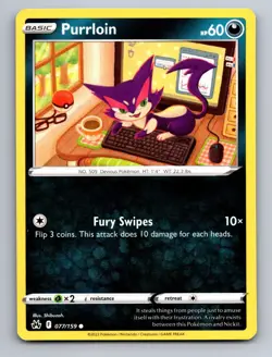 Purrloin 077/159 Common Crown Zenith Pokemon - Image 1