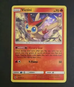 Victini 10/145 Rare Reverse Holo Pokemon Card Guardians Rising LP - Image 1