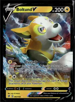 Boltund V 067/192 Holo V Rare Rebel Clash Pokemon Near Mint - Image 1