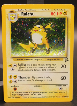 Raichu 16/130 Base Set 2 Pokemon Holo Rare 2000 WOTC NM Lightning *Swirl* - Image 1