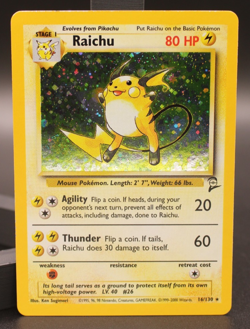Raichu 16/130 Base Set 2 Pokemon Holo Rare 2000 WOTC NM Lightning *Swirl* - Image 3