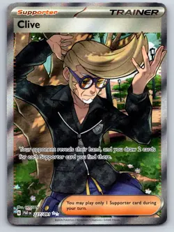 Clive 227/091 Ultra Rare Paldean Fates Pokemon Holo Near Mint - Image 1
