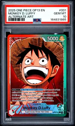 2025 One Piece Op13 EN Monkey D Luffy #001 ALTERNATE ART LEADER PSA 10 - Image 1