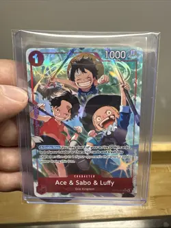 One Piece TCG CCG Ace & Sabo & Luffy OP13-007 SR Alt Art Carrying on His Will💎 - Image 2