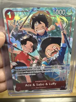 One Piece TCG CCG Ace & Sabo & Luffy OP13-007 SR Alt Art Carrying on His Will💎 - Image 3