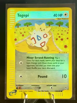 Togepi 114/147 Aquapolis/ E-Reader Card Holo Reverse Rare 2002 Pokemon TCG - Image 1