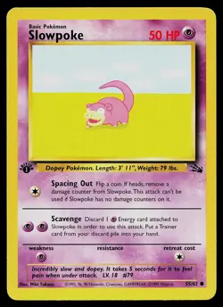 Pokemon Card - Slowpoke Fossil 55/62 1st Edition Common - Image 1
