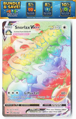 Snorlax VMAX (Secret) 206/202 SWSH01: Sword & Shield Base Set - Image 1