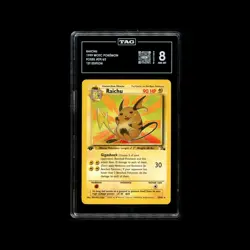 1999 POKEMON FOSSIL 1ST EDITION #14 RAICHU-HOLO TAG 8 - Image 1