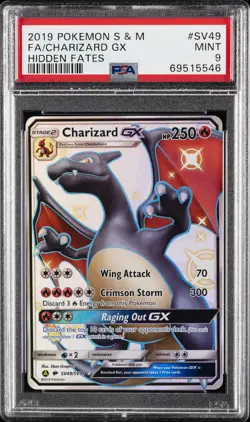 2019 POKEMON SUN & MOON HIDDEN FATES #SV49 FULL ART/CHARIZARD GX PSA 9 - Image 1