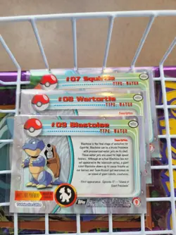 1999 pokemon tv series 1 # 7 Squirtle, #8 Wartortle, # 9 Blastoise BLACK LOGO - Image 2