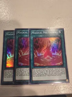 Yu-Gi-Oh! 3x Magical Meltdown. SHVA-EN042. Super Rare. 1st ed. Near Mint. - Image 1