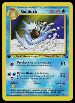 Pokemon Card - Golduck Fossil 35/62 1st Edition Uncommon - Image 1