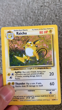 Pokemon Raichu 14/102 Holo Base Set Unlimited Rare WOTC Vintage Pokemon Card - Image 2