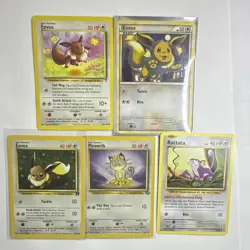 Vintage Pokemon Tcg 5 Card Lot Meowth Rattata Eevee x3 - Image 1