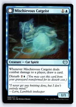 Mischievous Catgeist 69 Uncommon Innistrad: Crimson Vow Magic: The Gathering LP - Image 1