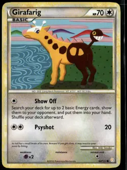 Girafarig 64/123 Common HeartGold & SoulSilver LP Pokemon Card - Image 1
