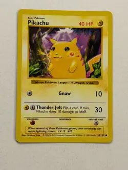 Pikachu 58/102 Shadowless Red Cheeks Moderate Play bend Pokemon card c - Image 1