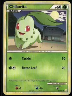 Chikorita 59/123 Common HeartGold & SoulSilver LP Pokemon Card - Image 1