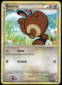 Sentret 80/123 Common HeartGold & SoulSilver LP Pokemon Card - Image 1