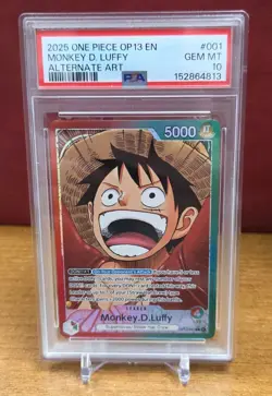 2025 One Piece Monkey D. Luffy Leader Alt Art #OP13-001 PSA 10 GEM MINT - Image 1