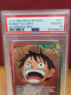 2025 One Piece Monkey D. Luffy Leader Alt Art #OP13-001 PSA 10 GEM MINT - Image 2