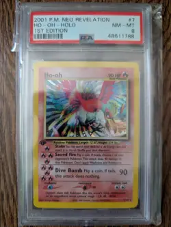 HO-OH POKEMON 2001 Neo Revolution 1st Edition HOLO 7/64 English Card PSA 8 - Image 1