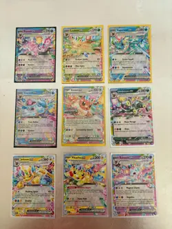 Pokemon TCG Prismatic Eeveelutions Double Rare Ex Lot (8 Card Set) + Pikachu - Image 1