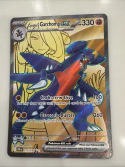 Pokemon TCG Cynthia's Garchomp EX Holo Ultra Rare Card 215/182 Destined Rivals - Image 1