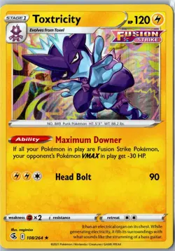 Toxtricity Holo - Fusion Strike 108/264 - Rare Lightly Played - Pokemon Card - Image 1