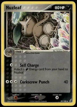 Nuzleaf 39/100 Uncommon Crystal Guardians NM Pokemon Card - Image 1