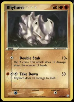 Rhyhorn 70/101 Common Hidden Legends LP Pokemon Card - Image 1