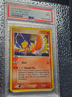 2005 Pokemon EX Unseen Forces Ho-Oh Reverse Stamped Holo Foil Rare #27 PSA 9 - Image 3