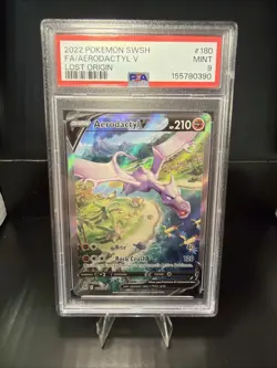 PSA 9 Aerodactyl V (Alternate Full Art) 180/196 Swsh11: Lost Origin Holo - Image 1