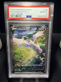 PSA 10 Aerodactyl V (Alternate Full Art) 180/196 Swsh11: Lost Origin Holo - Image 1