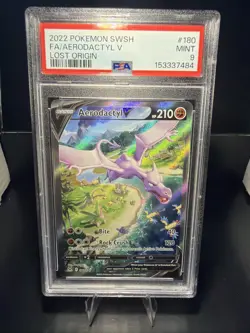 PSA 9 Aerodactyl V (Alternate Full Art) 180/196 Swsh11: Lost Origin Holo - Image 1