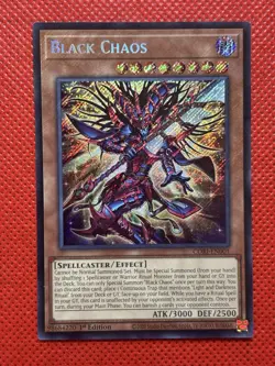 YuGiOh! - Black Chaos CORI-EN001 Secret Rare 1st Edition Near Mint - Image 1