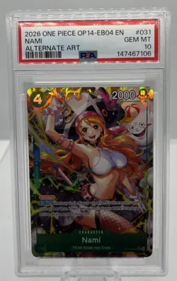 2026 ONE PIECE NAMI ALTERNATE ART EB04-THE AZURE SEA'S SEVEN #031 PSA 10 - Image 1