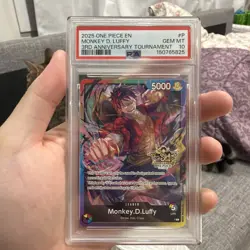 2025 ONE PIECE PROMOS 3RD ANNIVERSARY TOURNAMENT #P MONKEY D. LUFFY PSA 10 - Image 1