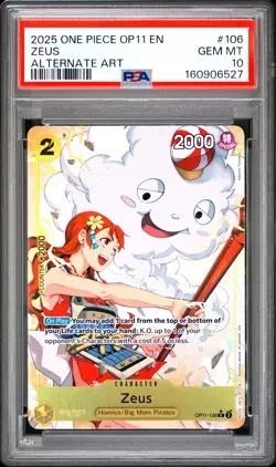 2025 ONE PIECE OP11-A FIST OF DIVINE SPEED ALTERNATE ART #106 ZEUS PSA 10 - Image 1