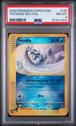 2002 POKEMON EXPEDITION #135 TOTODILE-REVERSE FOIL PSA 8 - Image 1