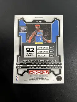 2023-24 Panini Monopoly Purple Prizm Shai Gilgeous-Alexander No.61 - Image 2