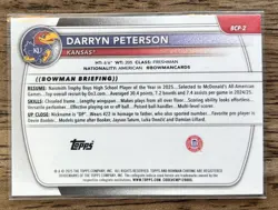 2025-26 Bowman Basketball Darryn Peterson 1st Bowman Green 23/99 Kansas #BCP-2 - Image 2
