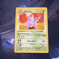 Pokemon Nidorino TCG Base Set Uncommon Card 37/102 1st Edition Shadowless NM+ - Image 1