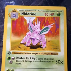 Pokemon Nidorino TCG Base Set Uncommon Card 37/102 1st Edition Shadowless NM+ - Image 5