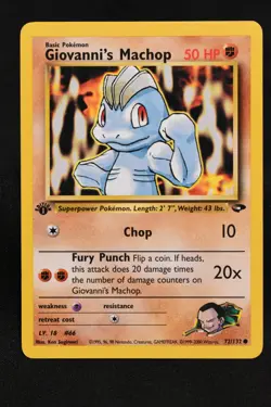 Giovanni's Machop 1st Edition 72/132 NM Gym Challenge Regular Common Pokemon TCG - Image 1