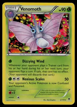 Venomoth 2/119 Rare Phantom Forces Pokemon Lightly Played - Image 1